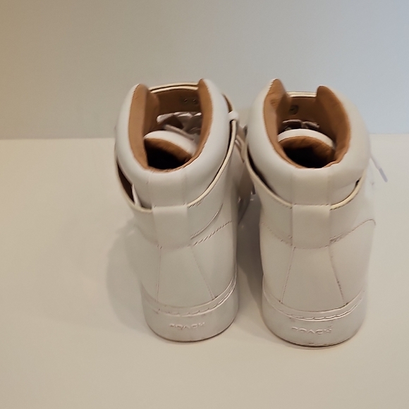 Coach White Leather High-Tops with Gold Buckles - Picture 4 of 7